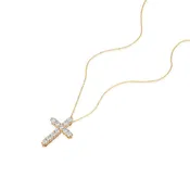 11 Stone Round Shared prong Set "Airline" Style Diamond Cross Pendant Diamond 1.02cttw