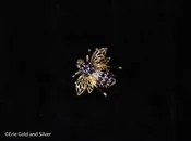 14K Yellow Gold Diamond & Blue Sapphire 3D Bumblebee Pin Brooch