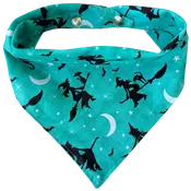Aqua with Black Witches Dog Bandana - 1077