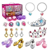 20 Piece Royal Princess Dress Up Jewelry and Shoe Boutique Toy Set