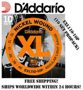 **10 SETS D'ADDARIO EXL110 ELECTRIC GUITAR STRINGS (NICKEL) EXL110-10P 10 PACK**