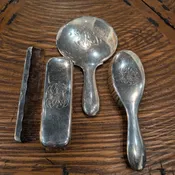 ANTIQUE SILVER LADIES GROOMING SET 4 PCS - STERLING