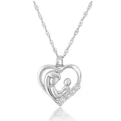 .02 ct. tw. Round Diamond Heart Mom & Child Pendant in Sterling Silver - FN30120DIA-SS