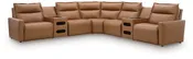Arrington - 7-Piece Power Reclining Sectional With Audio Consoles - Butternut