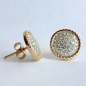 14KT YG .72CTTW NATURAL DIAMOND PAVÉ STUDS