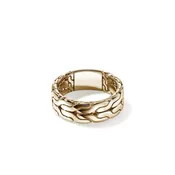 14K Yellow Gold Mens Carved Chain Band Ring, 8mm - Ring Size 11