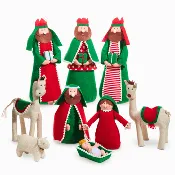 15" Traditional Felt Red and Green Nativity