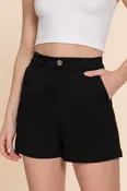 Black Cotton Blend Shorts