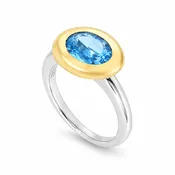 18K Gold Blue Topaz Ring