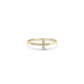 14k Horizontal Pave Cross Ring