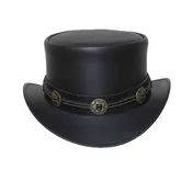 Black Stylish Top Hat | Leather Top Hat