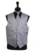 MEN'S  Plain Satin Vest Tie Set Grey