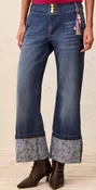 Audrey Palazzo with Printed Cuff Denim