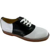 BOND GIRLS LEATHER SADDLE OXFORD-WHITE & BLACK