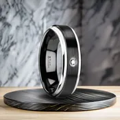 6 mm Black Ceramic Ring with Diamond - M129TR-6