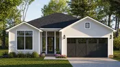 3-Bedroom Cottage House Plan with Front Porch, Home Office & 2-Car Garage | 1,591 Sq Ft