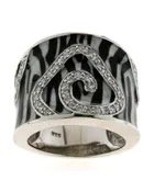 .925 Silver Ring with Zebra Decal and Cubic Zirconia
