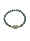 A Grade Medium Green Jade 5.5-6mm With Barrel A jade Stainless Steel Bracelet