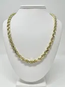 10K 12mm Solid Diamond Cut Rope Chain
