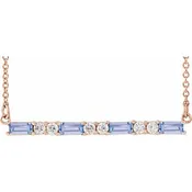 Natural Tanzanite & Diamond Bar Pendant