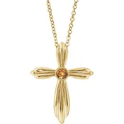 14kt Yellow Gold Genuine Birthstone Cross Necklace