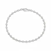 1.28ct Station Diamond Bezel Tennis Bracelet - White Gold