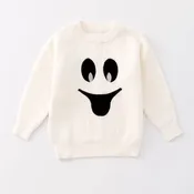Auraquise - Girls Fall Halloween White Black Ghost Cute Sweater