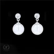 14K PEARL DIAMOND DROP EARRINGS