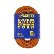 100 Foot Orange Heavy Duty Outdoor Extension Cord - 16/3 Ga. SJTW-3 Orange Cord With Sleeve - 10A-125V - 1250W - 6-Pack