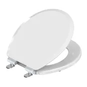 Topseat Pro Elite Heavy-Duty Wood Toilet Seat with Magic Hinge, Round, White