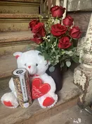 Dozen Roses with Bear & Chocolate