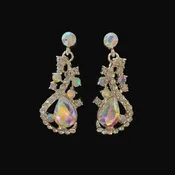 AB Drop Cluster Rhinestone Silver Earrings