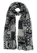 Abstract Ethnic Print Scarf in Black