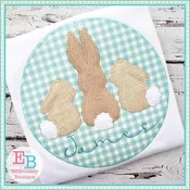 3 Bunnies Circle Applique