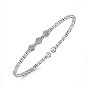14K White Gold Bujukan Hexagon Cluster Diamond Bangle