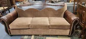 Austin Ranch Design Embossed Leather sofa as is