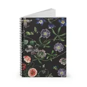 Black Botanical Spiral Bound Notebook | Modern Elopement