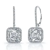 10.16ct Asscher Cut Diamond Earrings With Pave Halo Setting