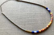 103 Colorful Heishi Necklace with Racing Stripe Ends