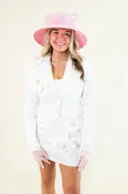 3D Flower Cropped Blazer & Skirt Set