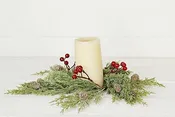 29963- 3.5in(11)Ring-Frosted Soft Pines with Red Berries-