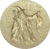 3D Bearded Wizard with Staff, textured background, Wax Seal Stamp head
