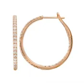 14k Rose Gold 27mm Inside Out Diamond Hoop Earrings 1.00ctw
