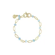 aquamarine faceted nugget, paperclip chain bracelet,<br>in 18k yellow gold,<br>7.5 inch