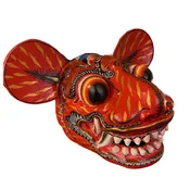 Bali Barong Mask | Balinese Folk Art Dance Mask | Guardian Demon Topeng | Polychrome Wood Carving
