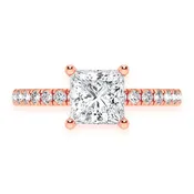 1ct Princess Cut Under Halo Diamond Ring