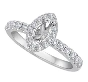 14k White Gold Marquise Engagement Mount