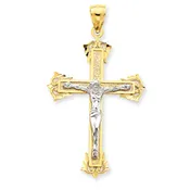 14KT Two-tone Gold Crucifix Cross Pendant C3922