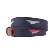 12 Metres Boats Leather Tab Belt in Navy by Country Club Prep