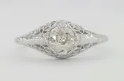 0.45 ct Art Deco Vintage 18k Gold Old European Solitaire Diamond Engagement Ring